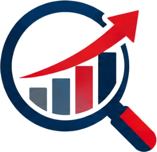 Magnifying glass over a bar chart with an upward growth arrow