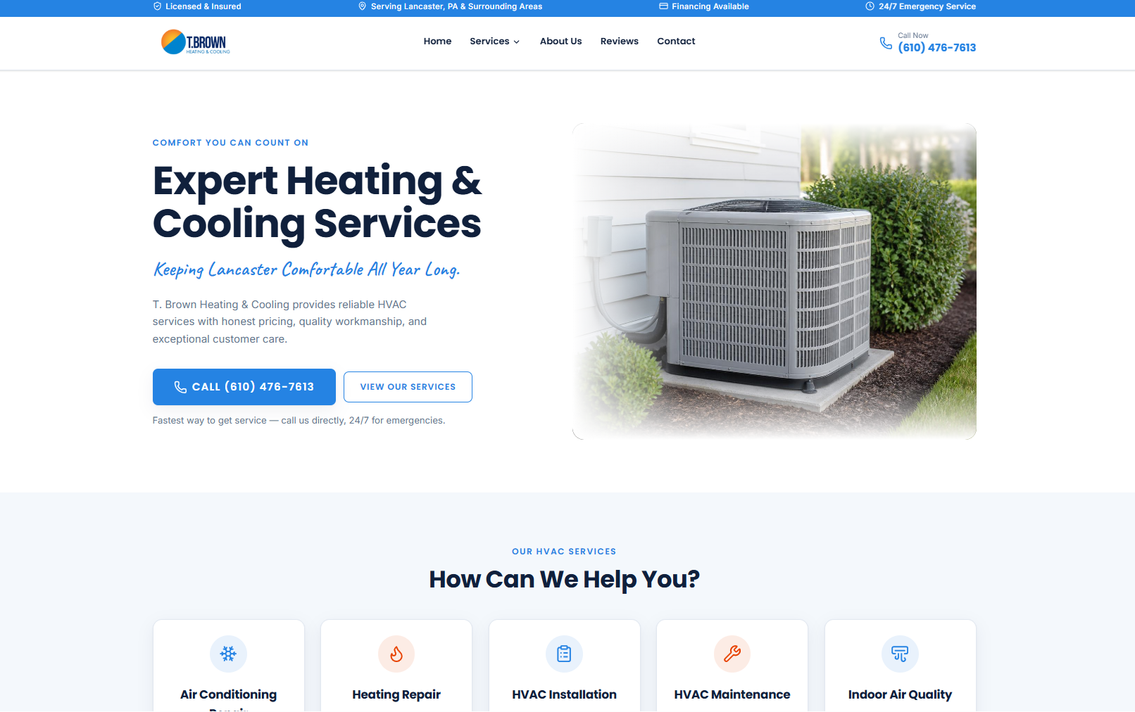 HVAC contractor website example supplied as a design reference